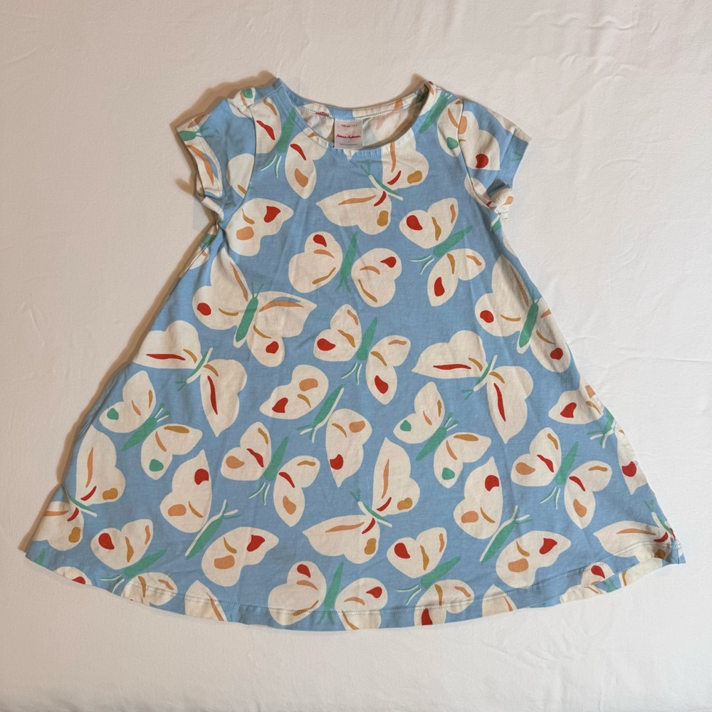 Hanna Andersson Soft Swing Dress Girls 4 100 cm Butterflies View Blue Cotton